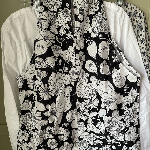 NWT J. Crew Linen Halter Style Black and White Floral Women's Top SZ XL - Picture 8 of 8